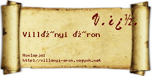 Villányi Áron névjegykártya